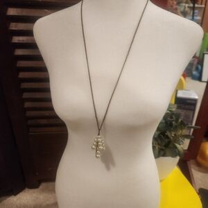 J. Crew Elegant Black Necklace with Pearl Accents